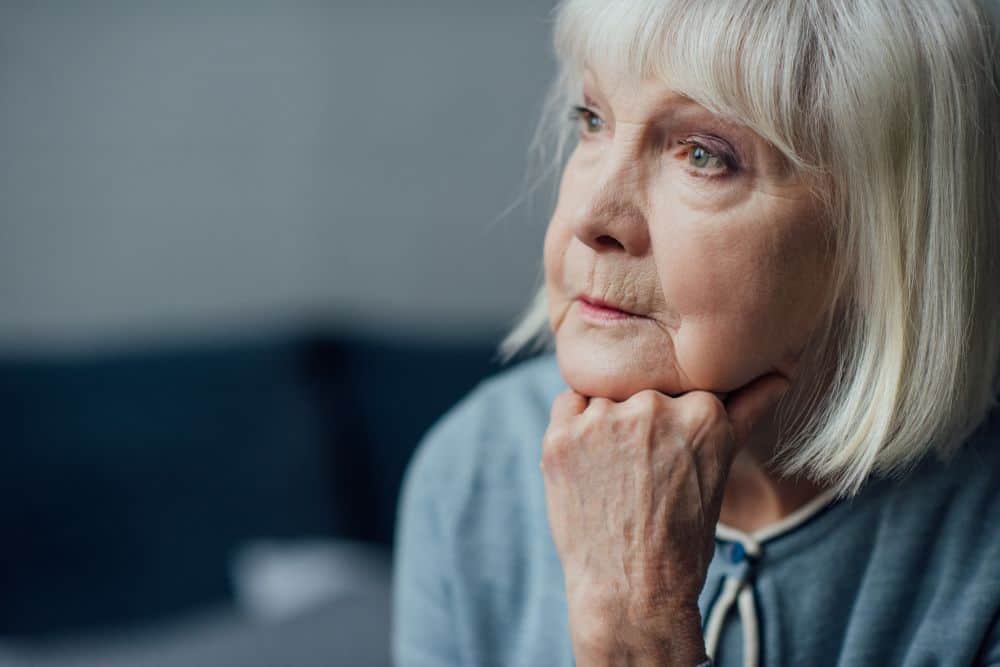 An older woman considering Esketamine treatment in Australia at Fullarton Clinic. Fullarton Clinic is a private mental health hospital in located in Epping Melbourne