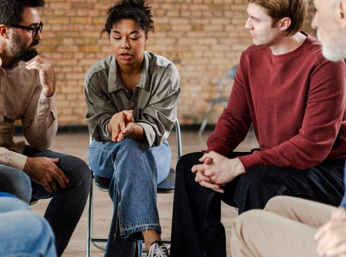 An image of a group of people participating in Group Therapy as part of the Act Therapy program at Fullarton Clinic